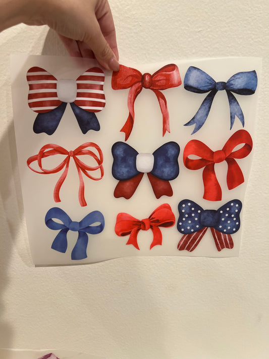 Red white blue bows
