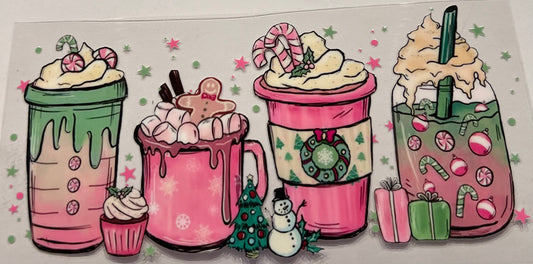 Christmas cups pink green