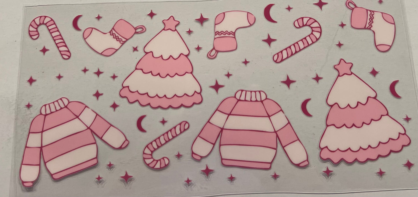 Pink Christmas sweater wrap