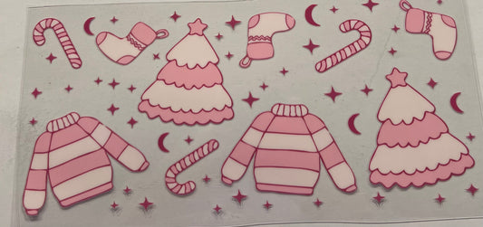 Pink Christmas sweater wrap