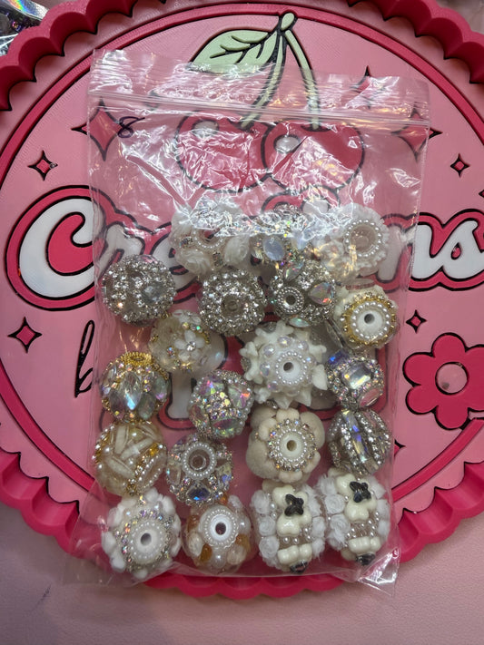 White fancy bead bag