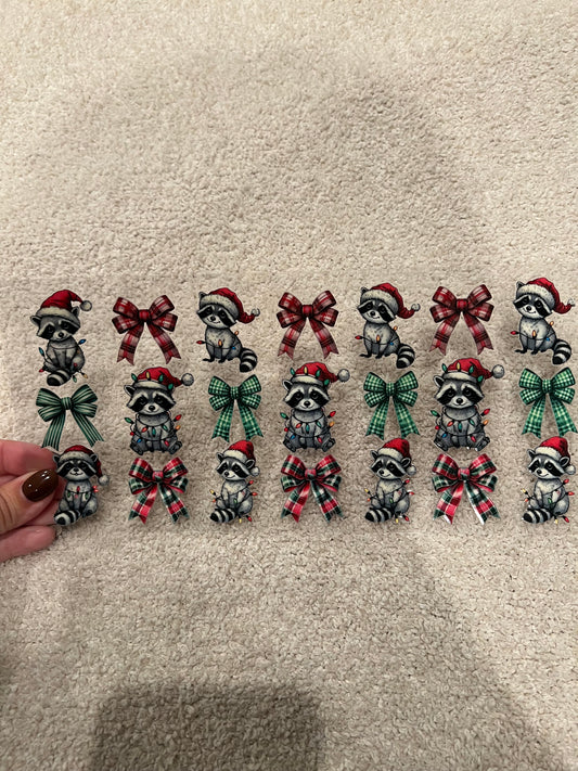 Christmas raccoon bows