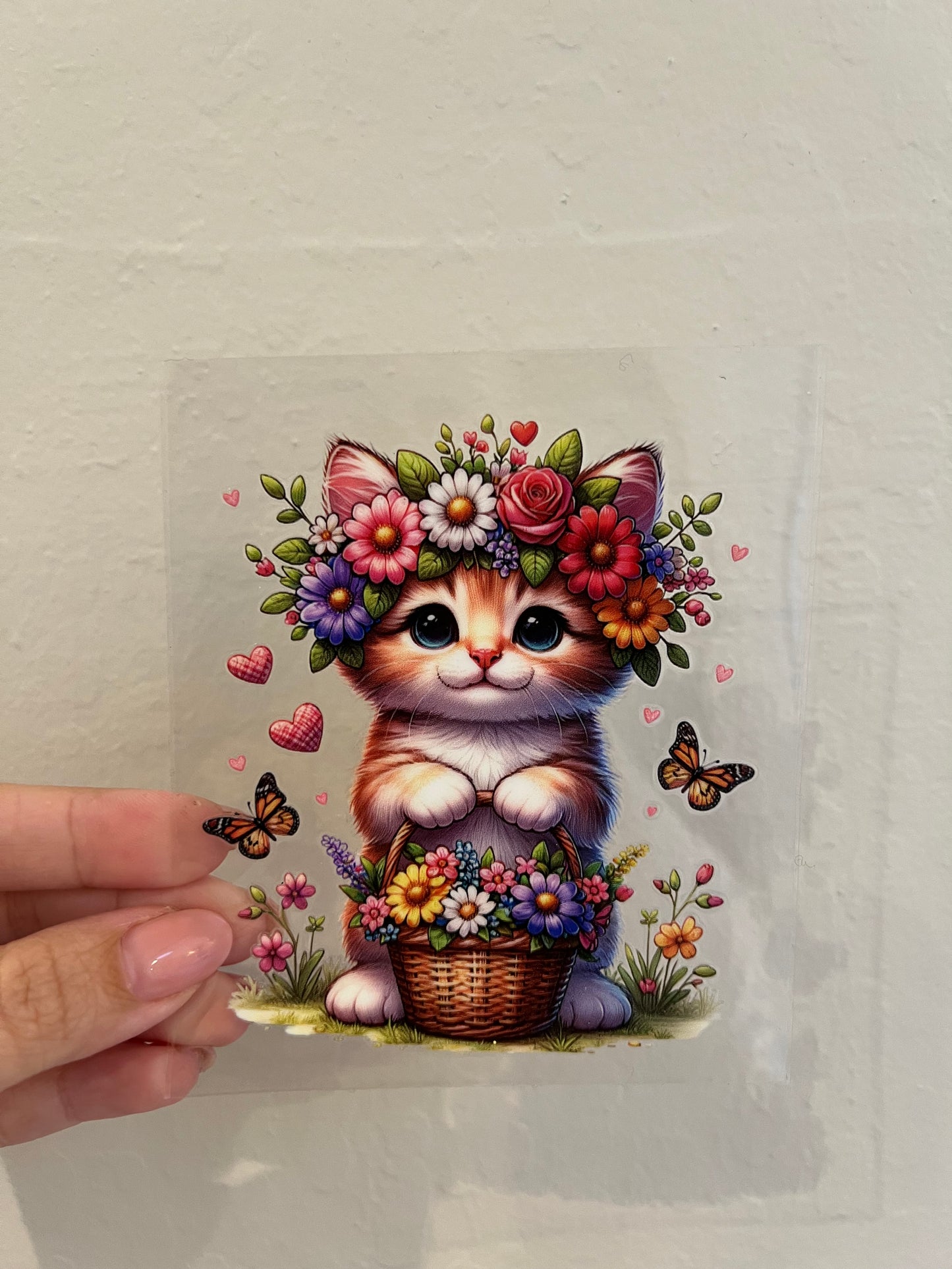 Cat floral decal