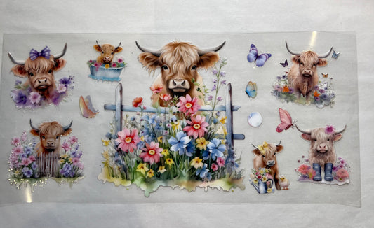 Floral highland cow