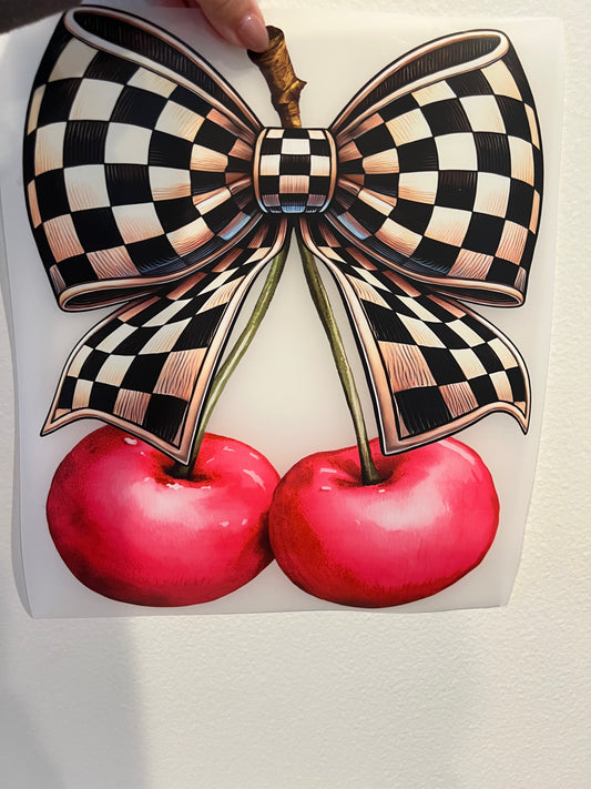 Checkered cherry bow